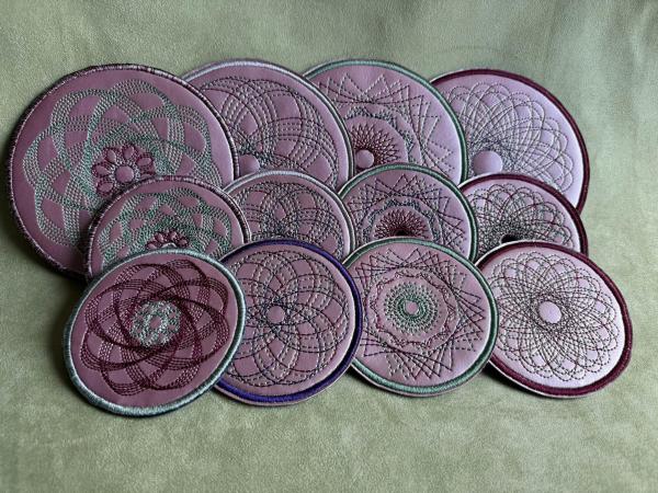 ITH Stickdatei Untersetzer und Glasabdeckung Spiro